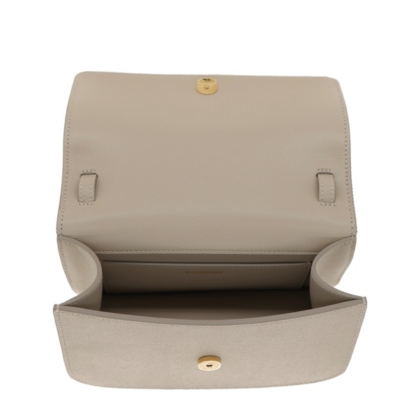 Burberry Madison House Check Crossbody Bag Limestone Leather New - Picture 6 of 7